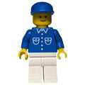 fig-008296 – Man, Blue Shirt with Buttons and Pockets, White Legs, Blue Cap
