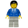 fig-008297 – Man, Blue Jacket with Tie and Three Buttons, Light Gray Legs, Black Hair