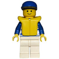 fig-008304 – White/Blue Striped Torso, White Legs, Blue Cap, Life Vest