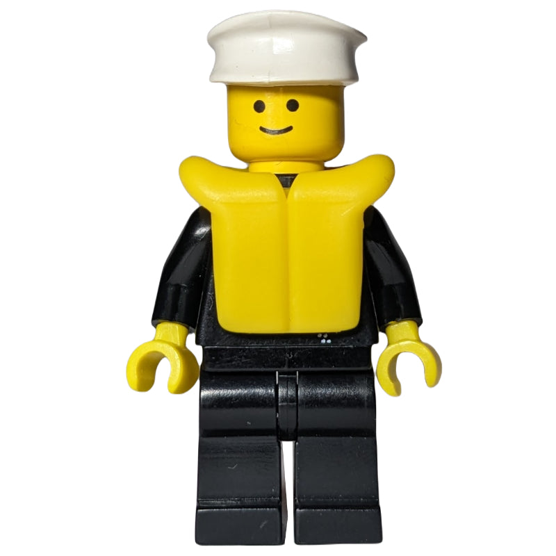 fig-008306 – Policeman with Zipper Jacket, White Hat, Life Vest