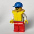 fig-008307 – Light Grey Jacket, Red Legs, Blue Cap, Sunglasses