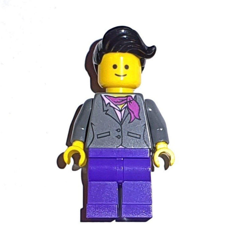 fig-008326 – Dark Bluish grey Torso, Jacket, Dark Purple Legs, Black Hair