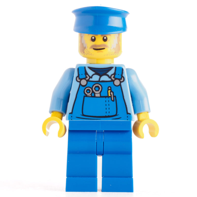 fig-008330 – Mechanic, Medium Blue Torso, Blue Overall, Blue Hat