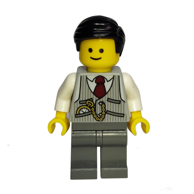 fig-008349 – Light Bluish Grey Torso Jacket, Dark BLuish Grey Legs, Black Hair
