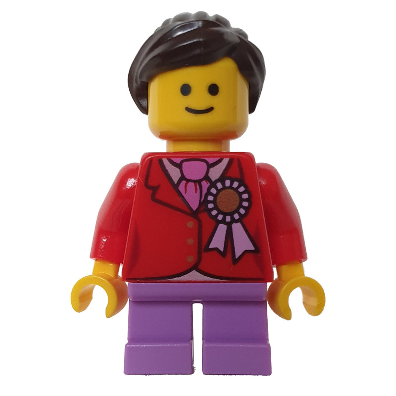 fig-008352 – Kid, Red Torso, Medium Lavender Legs, Dark Brown Hair