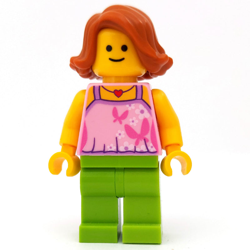 fig-008353 – Bright Pink Torso, Lime Legs, Dark Orange Hair