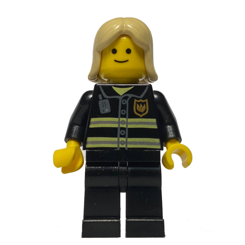 fig-008365 – Fire Fighter, Black Torso, Black Legs, Tan Hair