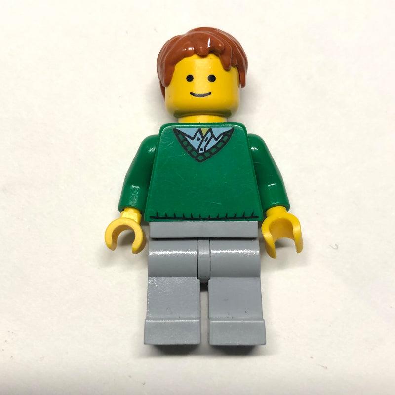 fig-008385 – Green Torso, Light Bluish Grey Legs, Dark Orange Hair