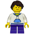 fig-008387 – Kid, White Torso, Dark Purple Legs, Dark Brown Hair