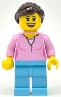 fig-008441 – Bright Pink Torso, Medium Azure Legs, Dark Brown Hair