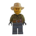 fig-008469 – Volcano Explorer, Male, Olive Green Torso, Sand Blue Legs, Tan Hat