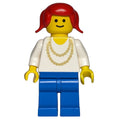 fig-008478 – Woman, White Top with Yellow Necklace, Blue Legs, Red Hair