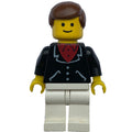 fig-008479 – Man, Black Jacket over Red Shirt, White Legs, Brown Hair