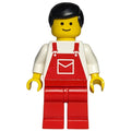 fig-008487 – Man, Red Overalls, Black Hair (3626a Head)