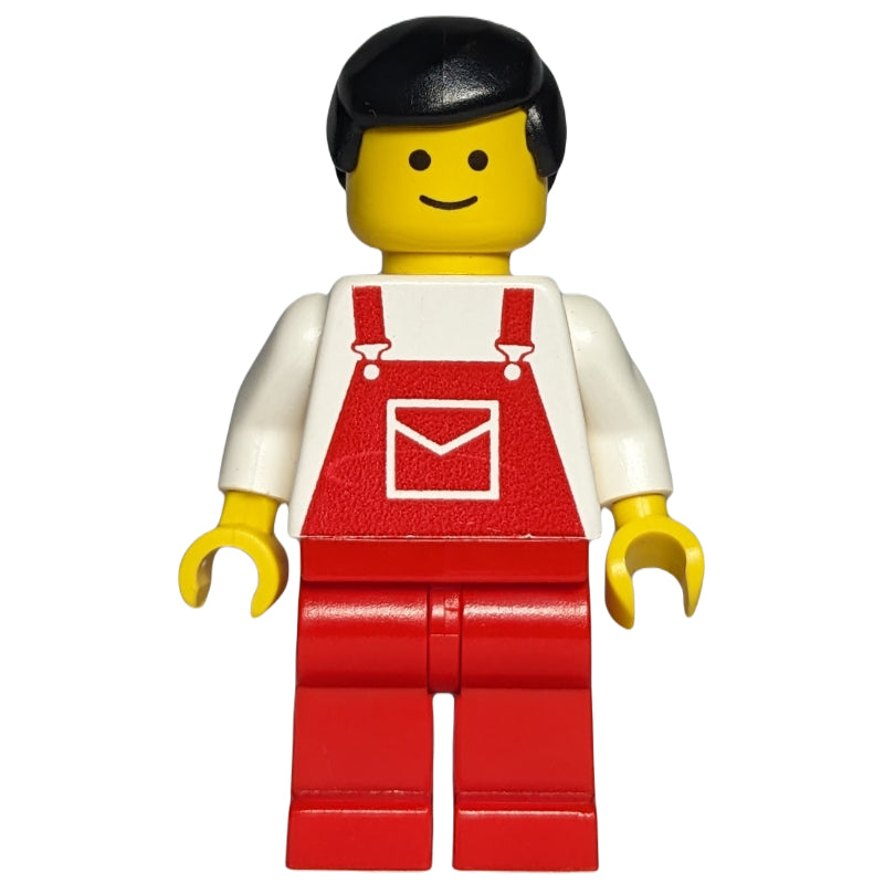 fig-008487 – Man, Red Overalls, Black Hair (3626a Head)