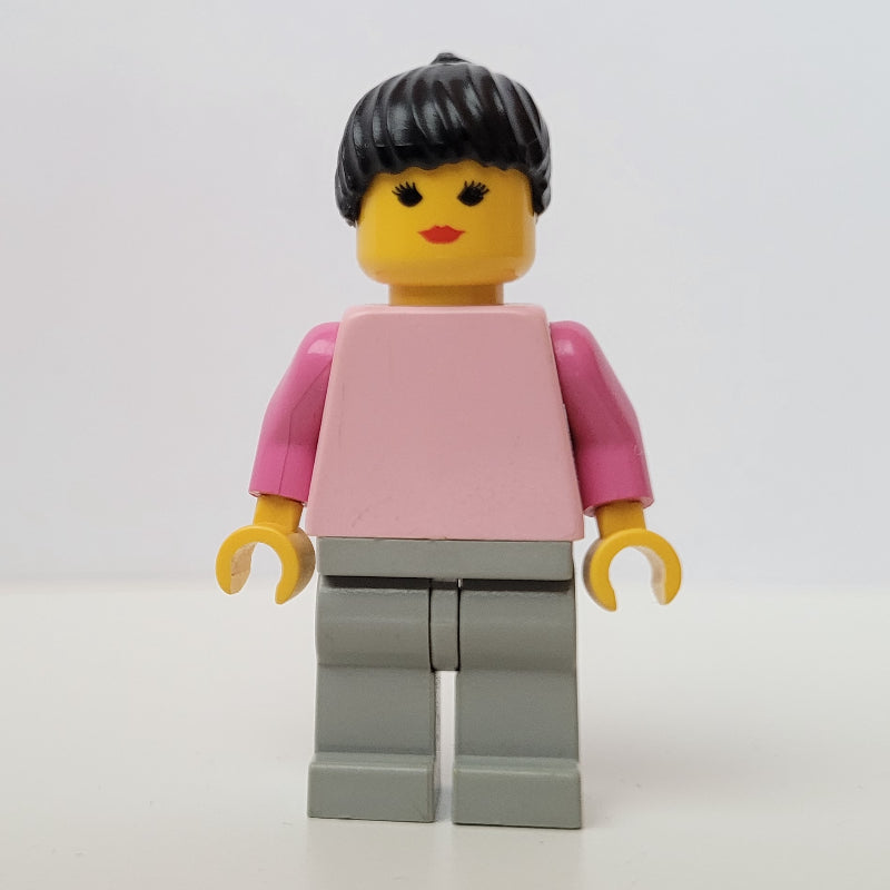 fig-008494 – Pink Torso, Light Grey Legs, Black Hair