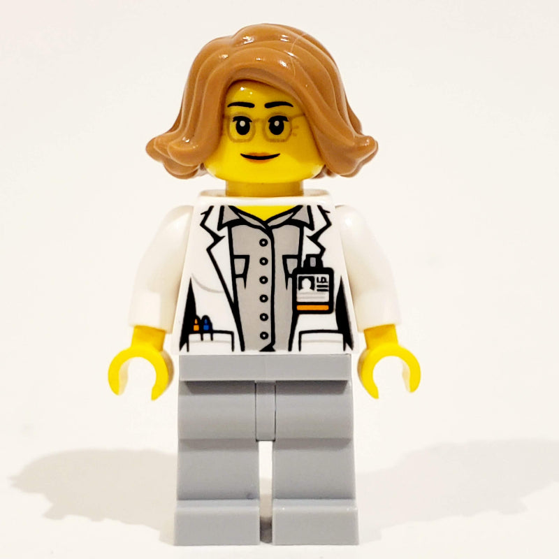 fig-008509 – Scientist - White Torso, Labcoat, Light Bluish grey Legs, Medium Nougat Hair
