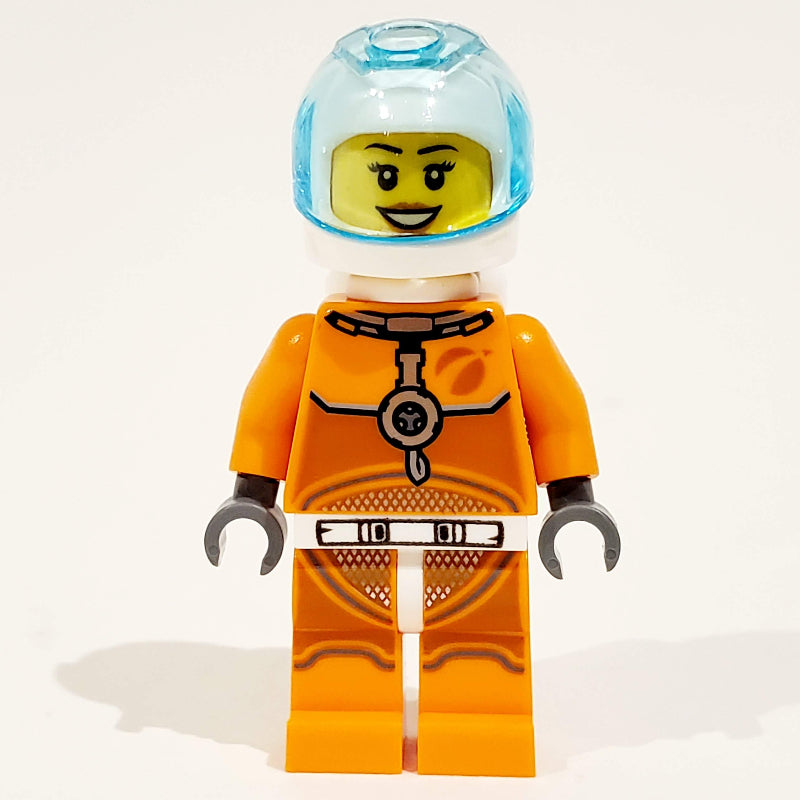 fig-008511 – Astronaut - Orange Torso and Legs, White Helmet, Trans-Light Blue Visor, Female