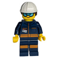 fig-008518 – Technician - Dark Blue Torso, Dark Blue Legs, White Helmet, Reddish Brown Hair