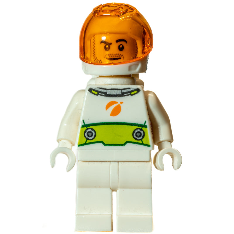 fig-008521 – Astronaut - White Torso and Legs, Lime decor, White Helmet Trans Orange Visor
