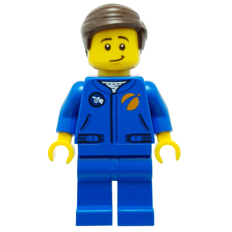 fig-008526 – Astronaut - Blue Torso and Legs, Dark Brown Hair