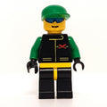 fig-008547 – Racer, Extreme Team, Black Jacket, Black Legs, Green Cap, Blue Sunglasses