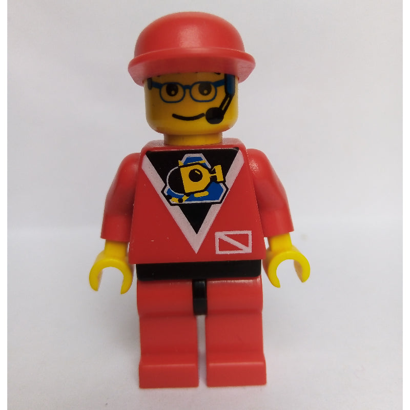 fig-008555 – Marine Explorer, Red Shirt with Divers Logo, Red Legs, Red Cap, Glasses and Headset