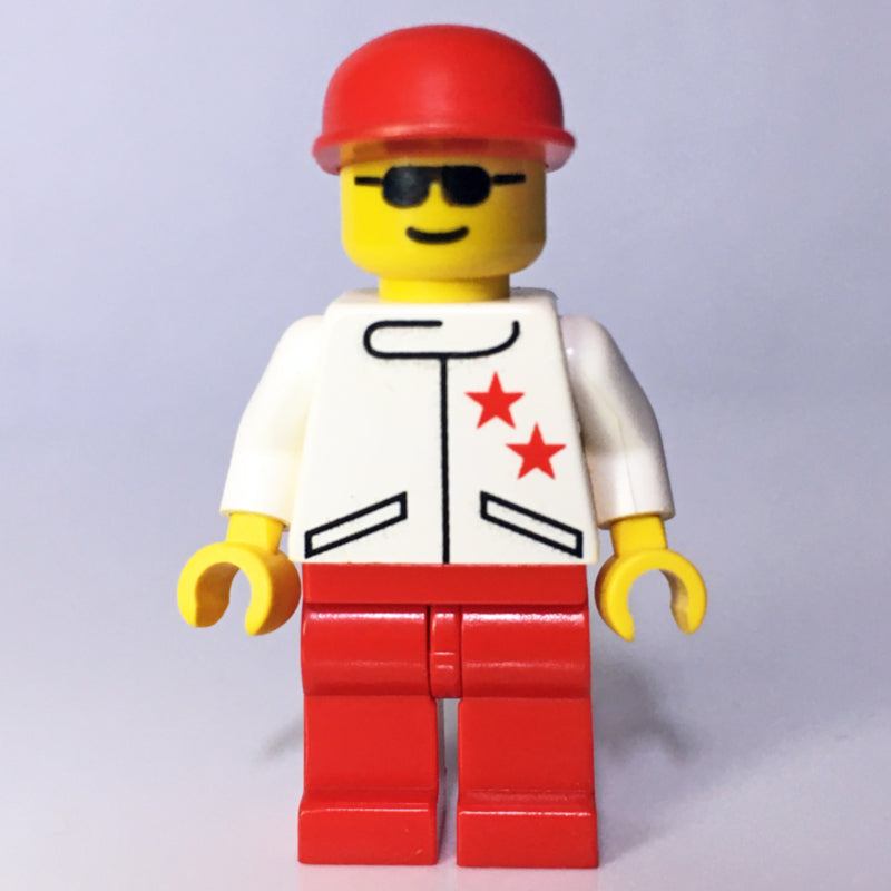 fig-008585 – Racer, White Jacket with 2 Stars, Red Cap, Sunglasses