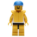 fig-008593 – Man, White Tank Top with Windsurfer, Yellow Legs, Blue Cap, Yellow Life Vest, Moustache
