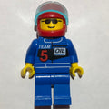 fig-008597 – Racer, Blue Jacket with 'TEAM 5', Red Helmet with Visor, Sunglasses