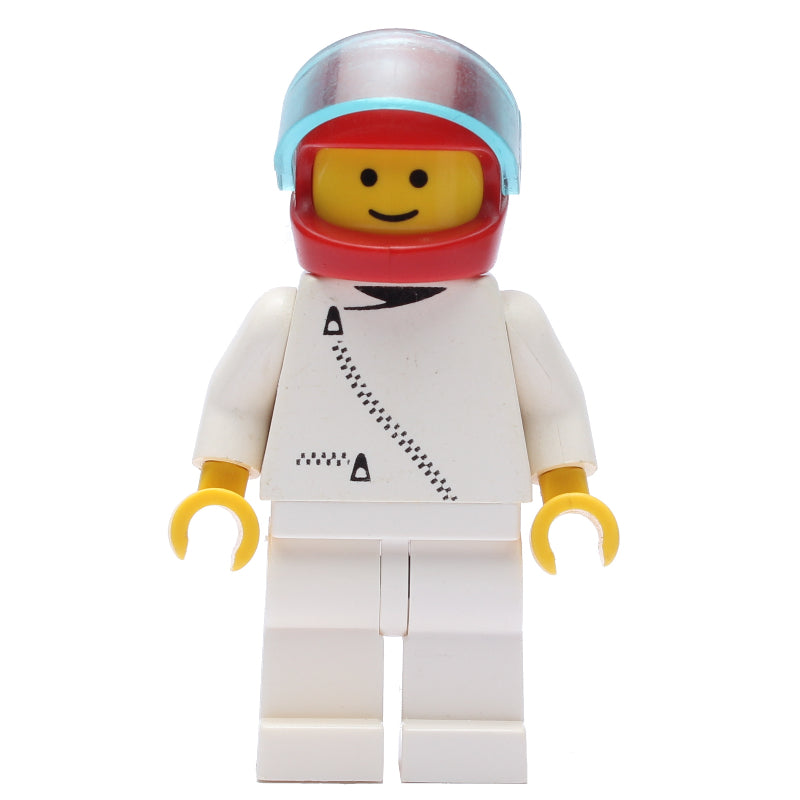 fig-008598 – Racer, White Jacket with Zipper, Red Helmet with Visor (3626b Head)
