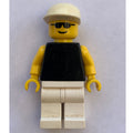 fig-008603 – Man, Black Torso with Yellow Arms, White Legs, White Cap, Sunglasses