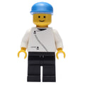 fig-008604 – Man, White Jacket with Zipper, Black Legs, Blue Cap
