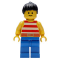 fig-008606 – Woman, Red and White Striped Tank Top, Blue Legs, Black Hair