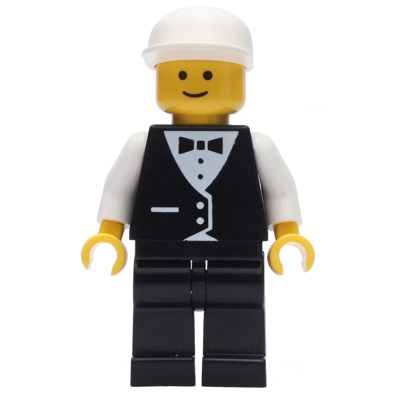 fig-008607 – Man, Black Suit and Bow Tie, White Cap