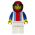 fig-008608 – Man, White Torso with Red and Blue Stripes, White Legs, Red Helmet with Visor