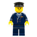 fig-008619 – Pilot, Dark Blue Suit with Airplane Badge, Black Hat