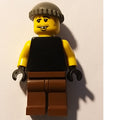fig-008620 – Man, Black Tank Top with Yellow Arms, Brown Legs, Dark Gray Hat