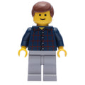 fig-008637 – Man, Dark Blue Plaid Shirt, Light Bluish Gray Legs, Reddish Brown Hair