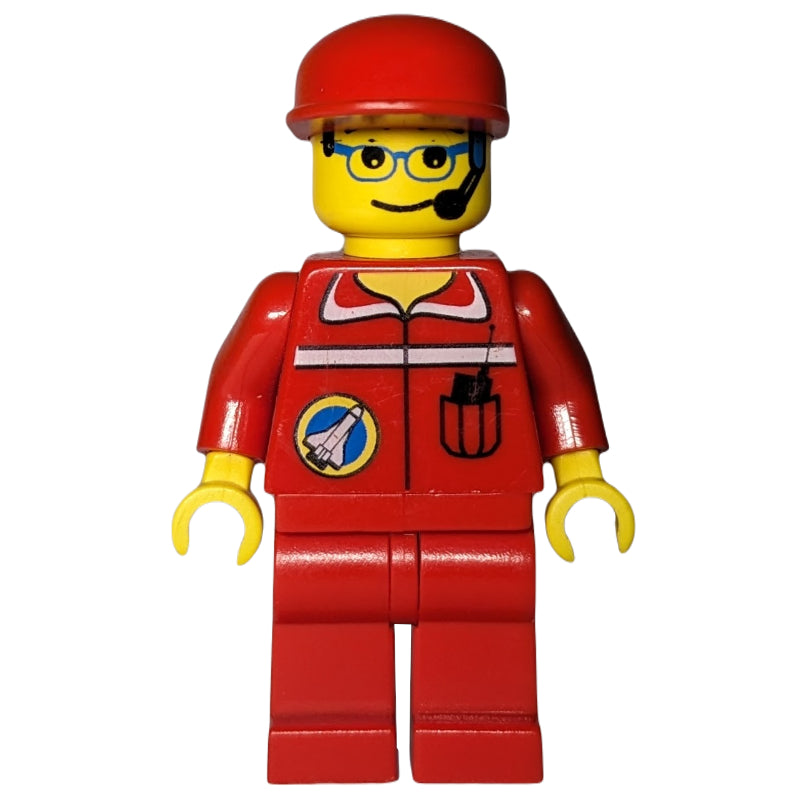 fig-008655 – Space Port Ground Crew, Red Jumpsuit, Red Cap, Headset and Glasses