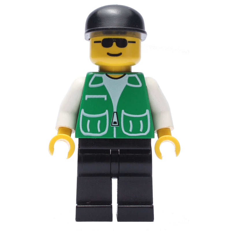 fig-008662 – Man, Green Jacket, Black Legs, Black Cap, Sunglasses