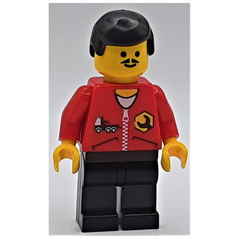 fig-008674 – Mechanic, Red Jacket with Zipper, Black Hair, Moustache