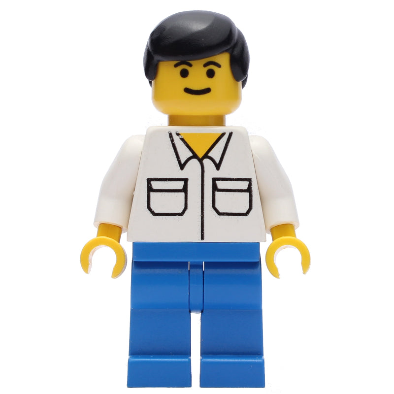 fig-008675 – Man, White Shirt with Pockets, Blue Legs, Black Hair