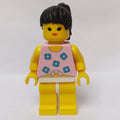 fig-008693 – Woman, Tied Pink Tank Top with Flowers, Yellow Legs, Black Hair