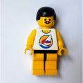 fig-008702 – Man, White Tank Top with Windsurfer, Yellow Legs, Black Hair, Moustache