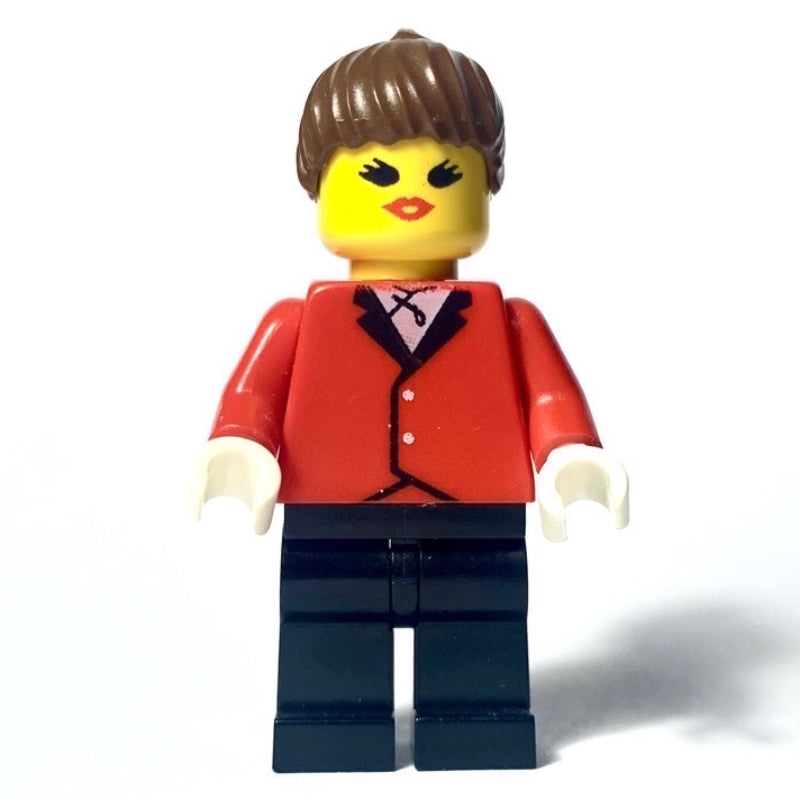 fig-008704 – Woman, Red Riding Jacket, Black Legs, Brown Hair