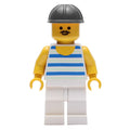 fig-008705 – Man, Blue and White Striped Tank Top, Black Hard Hat, Moustache