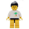 fig-008708 – Woman, White Top with Desert Island, Yellow Legs, Black Hair