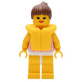 fig-008712 – Woman, Pink Top with Spots, Yellow Legs, Brown Hair, Yellow Life Vest