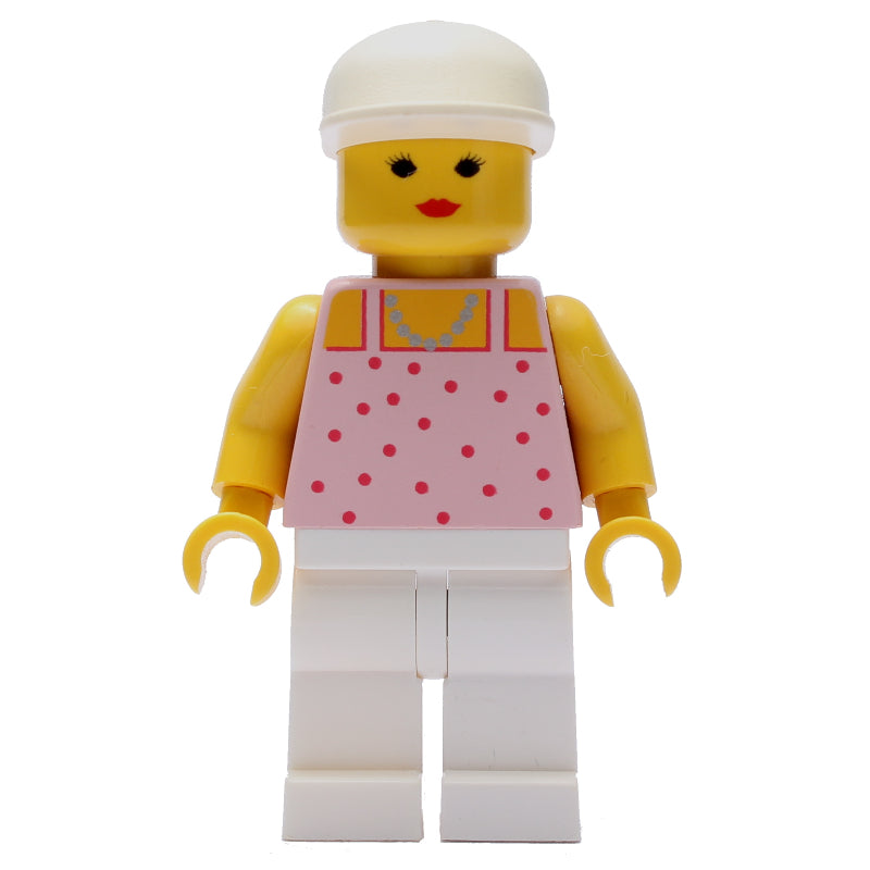 fig-008715 – Woman, Pink Top with Spots, White Legs, White Cap